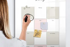 Tableau Magnétique Mural Wallfluent 70x100 cm Planificateur annuel Marqueur noir Idéal Bureau Et Maison