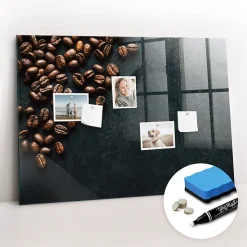 Tableau Magnétique Mural Wallfluent 100x70 cm Café en grains Marqueur blanc Idéal Bureau Et Maison