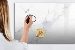 Tableau Magnétique Mural Wallfluent 90x60 cm Marbre décoratif Marqueur noir Idéal Bureau Et Maison