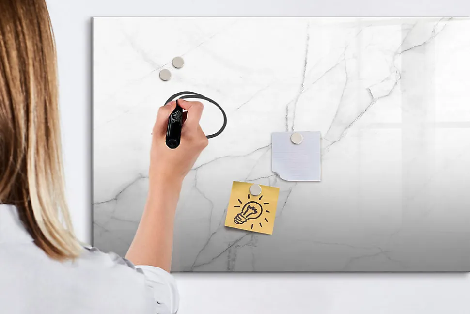 Tableau Magnétique Mural Wallfluent 90x60 cm Marbre décoratif Marqueur noir Idéal Bureau Et Maison