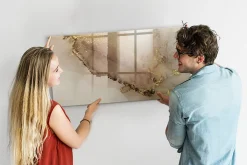 Tableau Magnétique Mural Wallfluent 120x60 cm Marbre doré Marqueur noir Idéal Bureau Et Maison