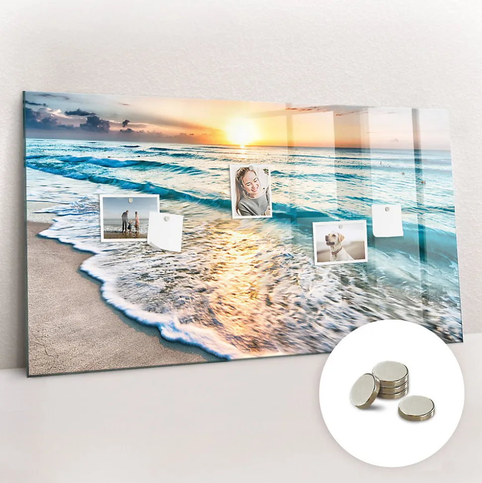 Tableau Magnétique Tulup 120x60 cm Plage de sable de mer En Verre De Planification