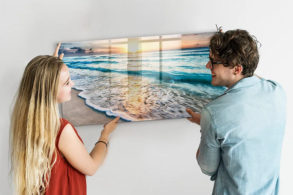 Tableau Magnétique Tulup 120x60 cm Plage de sable de mer En Verre De Planification