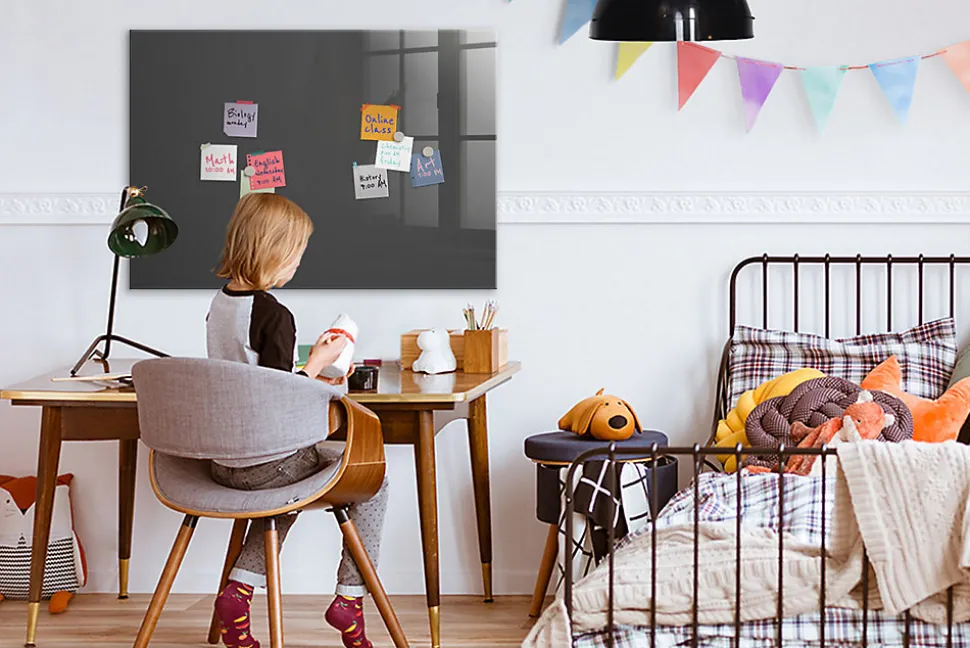 Tableau Magnétique Wallfluent 100x70 cm Couleur grise Marqueur blanc Mémos & Organisation