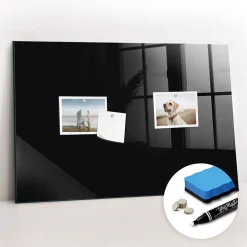 Tableau Magnétique Wallfluent 60x40 cm Couleur noire Marqueur blanc En Verre De Planification
