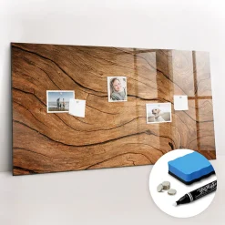 Tableau Magnétique Wallfluent 120x60 cm Vieux bois Marqueur blanc En Verre De Planification