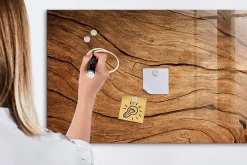 Tableau Magnétique Wallfluent 120x60 cm Vieux bois Marqueur blanc En Verre De Planification