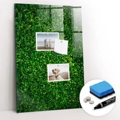 Tableau Magnétique Wallfluent 40x60 cm Feuilles de la plante de clôture Marqueur blanc En Verre De Planification