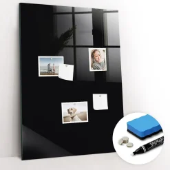 Tableau Magnétique Wallfluent 70x100 cm Couleur noire Marqueur blanc En Verre De Planification