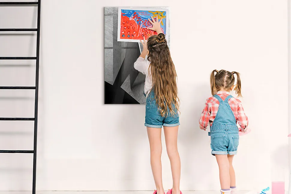 Tableau Magnétique Wallfluent 60x90 cm Abstraction géométrique Marqueur noir Mémos & Organisation