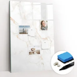 Tableau Magnétique Wallfluent 60x90 cm Marbre élégant Marqueur noir Mémos & Organisation