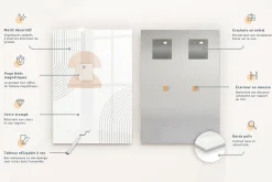 Tableau Magnétique Wallfluent 60x90 cm Marbre élégant Marqueur noir Mémos & Organisation