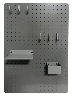 Tableau mémo perforé gris l.40 x H.60 cm Ariane
