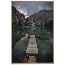 Tableau mural encadré barque en montagne 65x97 cm Fabriqué en France