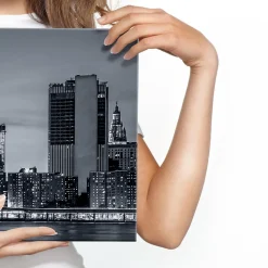 Tableau Panorama New York la Nuit 3D 145cm x 45cm - Parfait pour décorer votre salon, chambre ou bureau avec un design unique et