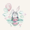 Tableau sur toile aviateur lapin 30x30 cm Fabriqué en France
