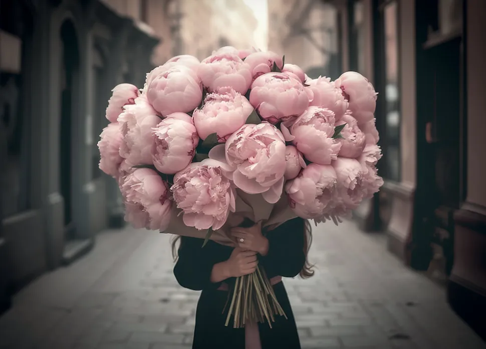 Tableau sur toile bouquet de pivoines