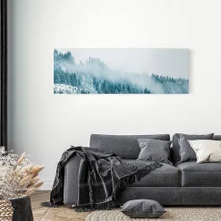 Tableau sur toile brume de montagne 45x135 cm Fabriqué en France