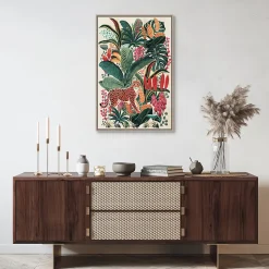 Tableau sur toile encadré jungle ethnique multicouleurs l.60 x H.90 cm Dada Art