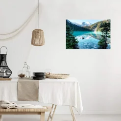 Tableau sur toile lac turquoise 45x65 cm Fabriqué en France