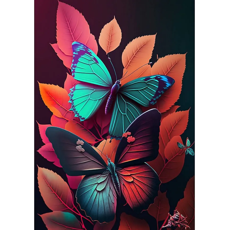 Tableau sur toile papillons fantaisie 30x45 cm Fabriqué en France