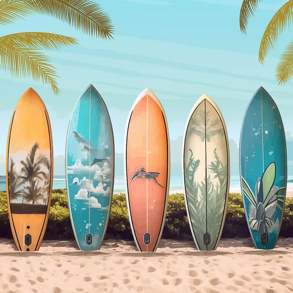 Tableau sur toile planches de surf 30x30 cm Fabriqué en France