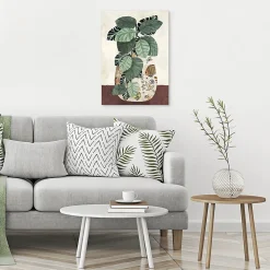 Tableau sur toile pot ethnique et plante l.55 x H.75 cm Dada Art