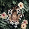 Tableau sur toile tigre dans les fleurs l.60 x H.90 cm Dada Art