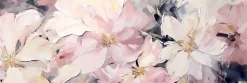 Tableau sur toile XXL peint à la main motifs fleurs roses l.150 x H.50 cm Dada Art