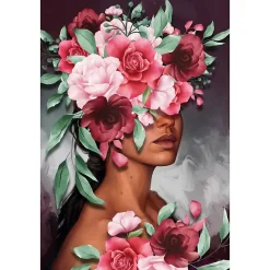Tableau sur verre synthétique buste de fleurs 80x120 cm Fabriqué en France