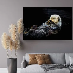Tableau sur verre synthétique loutre 80x120 cm Fabriqué en France