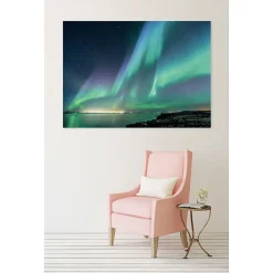 Tableau toile en kit AURORE BORÉALE 180 x 130 cm - Toile textile sans PVC, Made in France par Scenolia