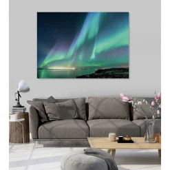 Tableau toile en kit AURORE BORÉALE 180 x 130 cm - Toile textile sans PVC, Made in France par Scenolia