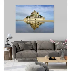 Tableau toile en kit BAIE DU MONT SAINT MICHEL 180 x 130 cm - Toile textile sans PVC, Made in France par Scenolia