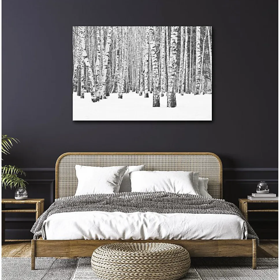 Tableau toile en kit BLACK AND WHITE FOREST 140 x 95 cm - Toile textile sans PVC, Made in France par Scenolia