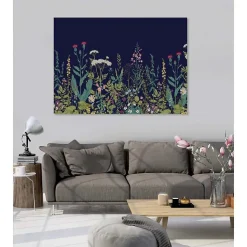 Tableau toile en kit FLEURS SAUVAGES BLEUES 180 x 130 cm - Toile textile sans PVC, Made in France par Scenolia