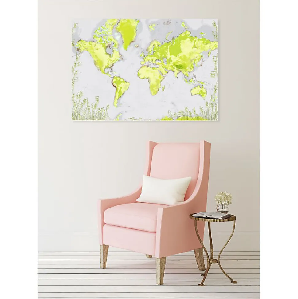 Tableau toile en kit IMAGINA mappemonde 180 x 130 cm - Toile textile sans PVC, Made in France par Scenolia
