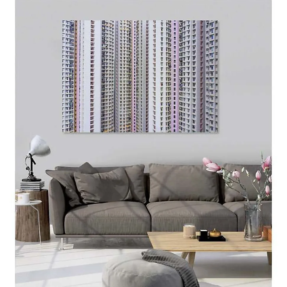 Tableau toile en kit IMMEUBLES R 180 x 130 cm - Toile textile sans PVC, Made in France par Scenolia