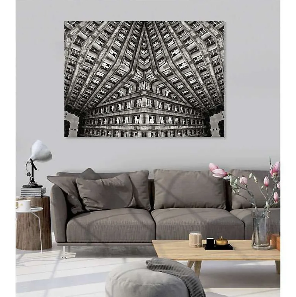Tableau toile en kit KALEIDOSCOPIC BUILDING 180 x 130 cm - Toile textile sans PVC, Made in France par Scenolia