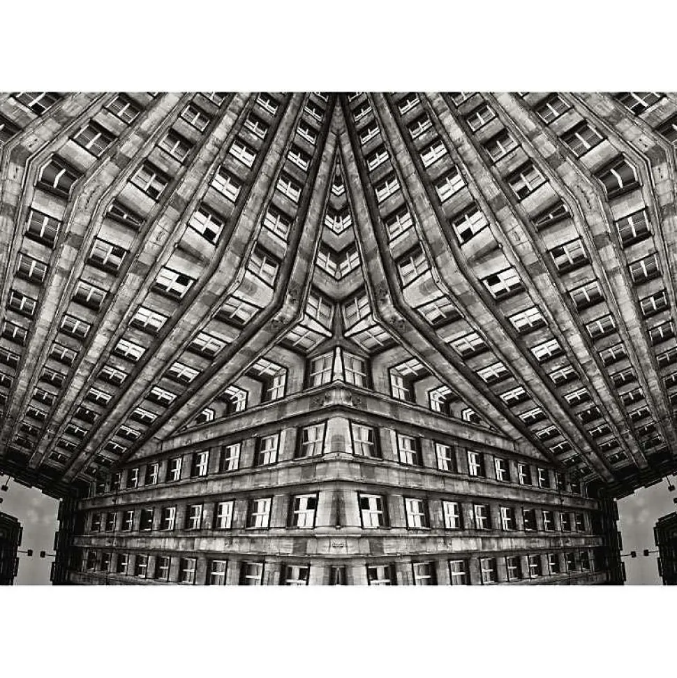 Tableau toile en kit KALEIDOSCOPIC BUILDING 180 x 130 cm - Toile textile sans PVC, Made in France par Scenolia