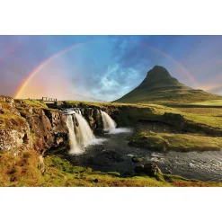 Tableau toile en kit KIRKJUFELLSFOSS ISLANDE 140 x 95 cm - Toile textile sans PVC, Made in France par Scenolia