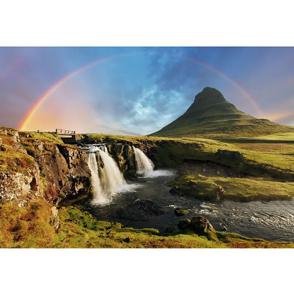 Tableau toile en kit KIRKJUFELLSFOSS ISLANDE 140 x 95 cm - Toile textile sans PVC, Made in France par Scenolia