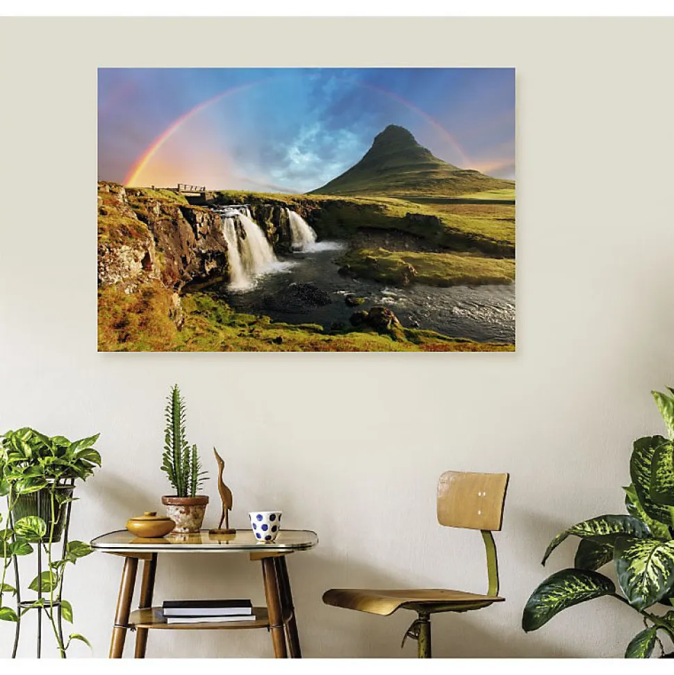 Tableau toile en kit KIRKJUFELLSFOSS ISLANDE 140 x 95 cm - Toile textile sans PVC, Made in France par Scenolia