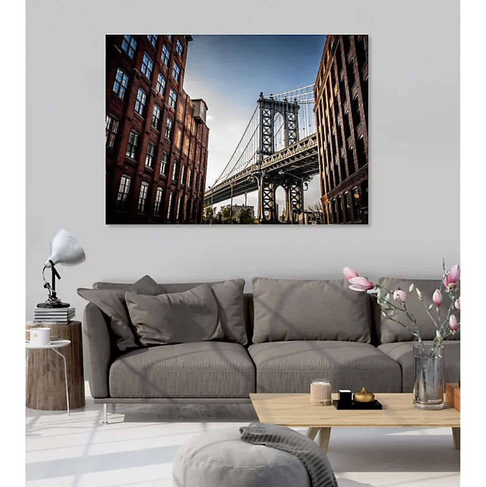 Tableau toile en kit NY BROOKLYN 180 x 130 cm - Toile textile sans PVC, Made in France par Scenolia