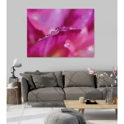 Tableau toile en kit OFFRANDE fleur rose macro 180 x 130 cm - Toile textile sans PVC, Made in France par Scenolia