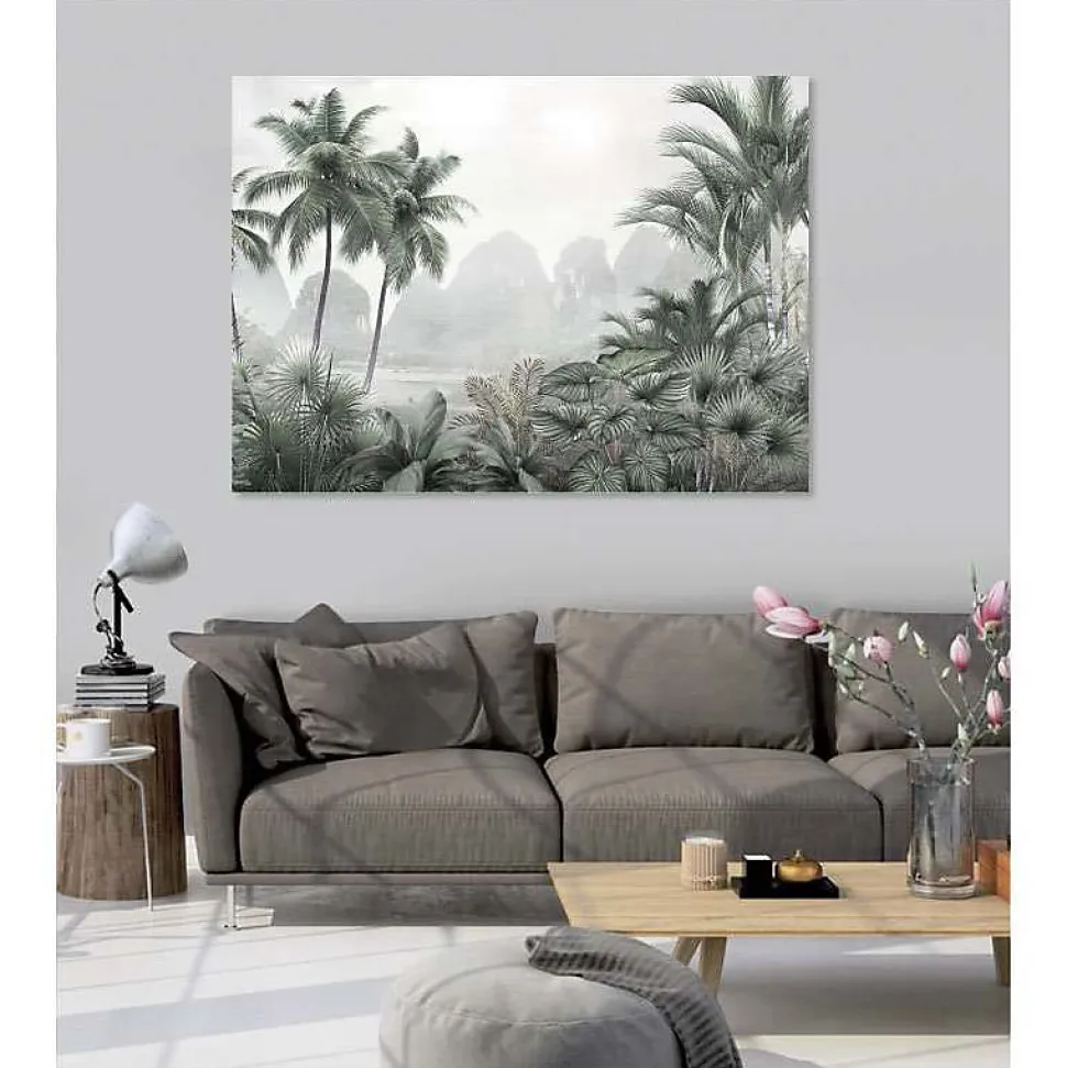 Tableau toile en kit PALMIERS TROPICAUX 180 x 130 cm - Toile textile sans PVC, Made in France par Scenolia