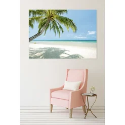Tableau toile en kit PLAGE PARADIS et palmier 180 x 130 cm - Toile textile sans PVC, Made in France par Scenolia