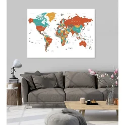 Tableau toile en kit RED MAP 180 x 130 cm - Toile textile sans PVC, Made in France par Scenolia