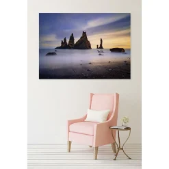 Tableau toile en kit REYNISDRANGAR ISLANDE 180 x 130 cm - Toile textile sans PVC, Made in France par Scenolia