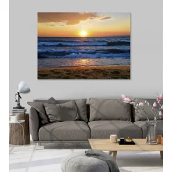 Tableau toile en kit SEA SUNSET 180 x 130 cm - Toile textile sans PVC, Made in France par Scenolia